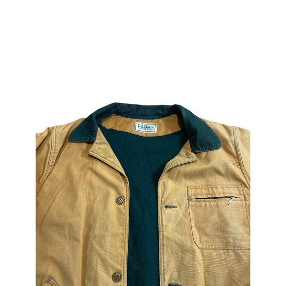 Vintage LL Bean Jacket Hunting Jacket Fishing Barn Chore Jacket Green Beige Coat - Picture 8 of 8